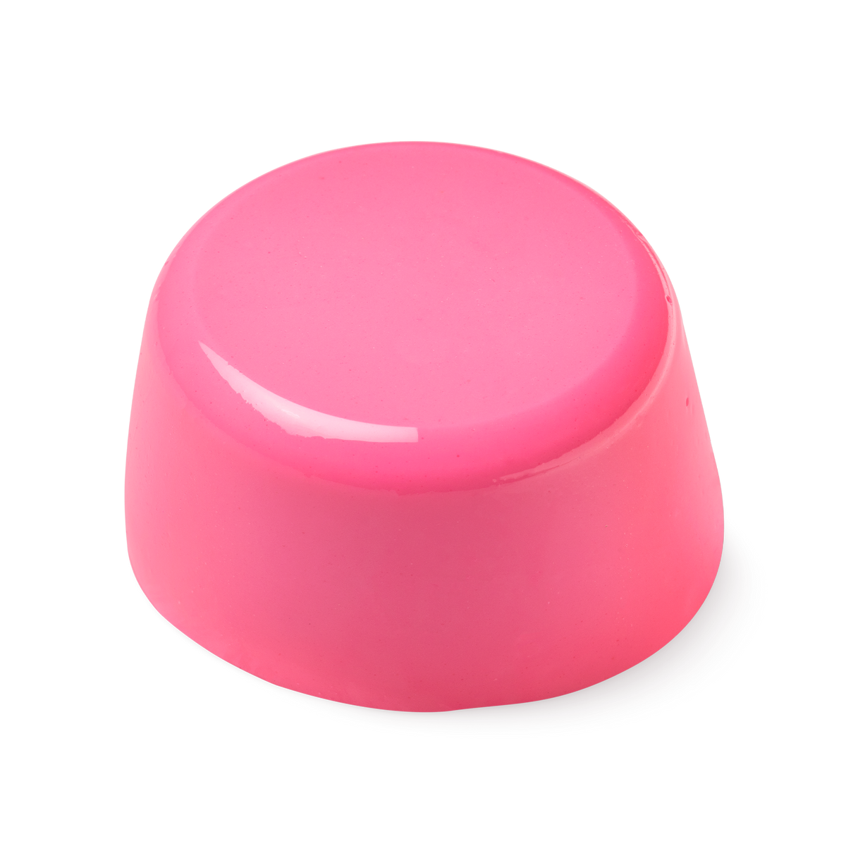 Conga. A bubblegum pink, glossy-looking, cylindrical-shaped shower jelly, which is slightly wider at the base than at the top.