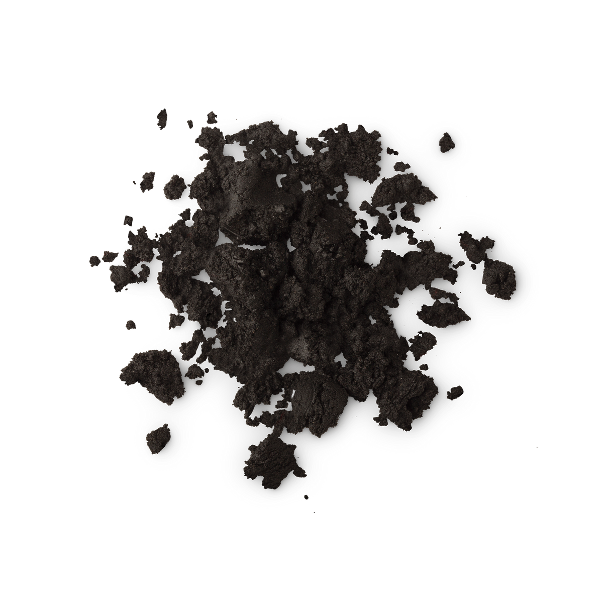 A sample of Dark Angels - a black, textured, loose fresh cleanser.